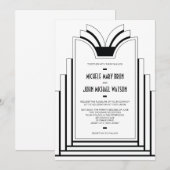 Elegant Art Deco Lijst Retro Wedding Kaart (Voorkant / Achterkant)