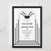 Elegant Art Deco Lijst Retro Wedding Kaart (Voorkant)
