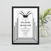 Elegant Art Deco Lijst Retro Wedding Kaart (Staand voorkant)