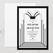 Elegant Art Deco Lijst Retro Wedding Kaart (Voorkant / Achterkant)