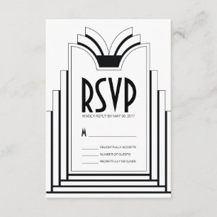 Elegant Art Deco Lijst Retro Wedding RSVP Kaart