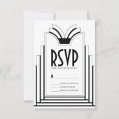 Elegant Art Deco Lijst Retro Wedding RSVP Kaart (Voorkant)