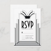 Elegant Art Deco Lijst Retro Wedding RSVP Kaart (Voorkant / Achterkant)