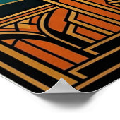 Elegant Art Deco Maple Tree Silhouette Gold Teal Poster (Hoek)