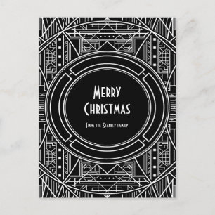Elegant  art deco Merry Kerstmis Briefkaart