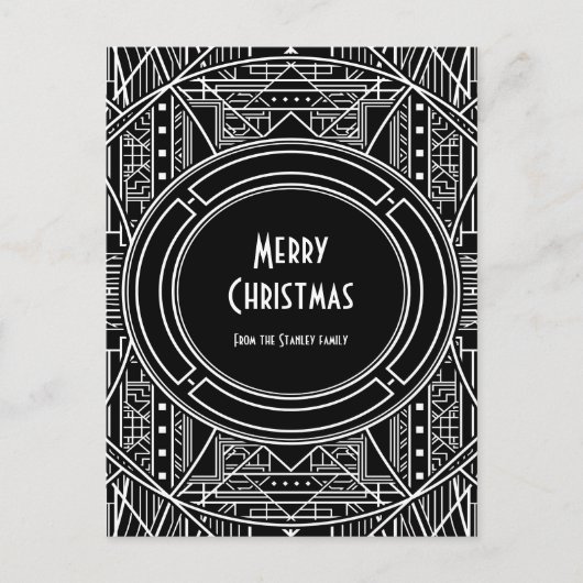 Elegant  art deco Merry Kerstmis Briefkaart (Voorkant)