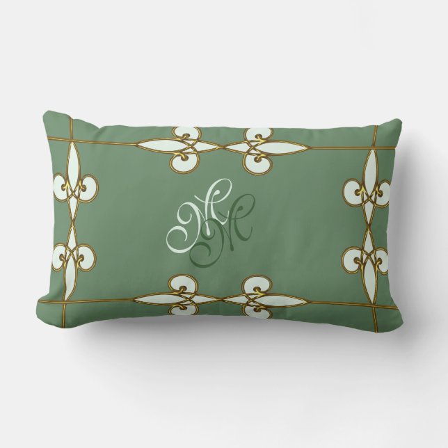 Elegant art deco  monogram bloemgoud kussen (Voorkant)