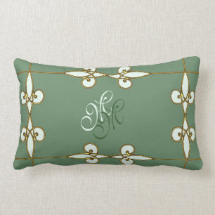 Elegant art deco monogram bloemgoud kussen