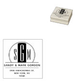 Elegant Art Deco Monogram Cirogram Rendement Adres Rubberstempel (Gestempeld)