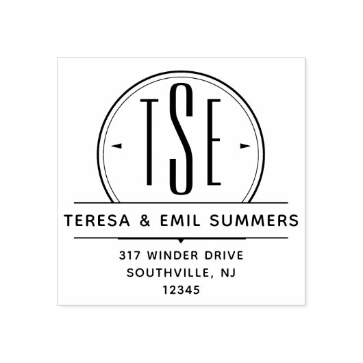 Elegant Art Deco Monogram Cirogram Rendement Adres Rubberstempel (Afrduk)