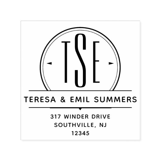 Elegant Art Deco Monogram Cirogram Rendement Adres Zelfinktende Stempel (Design)