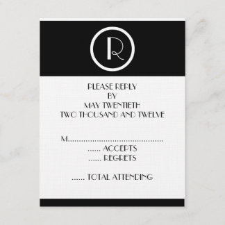 Elegant Art Deco Monogram R Wedding Reply Kaarten RSVP Kaartje