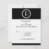 Elegant Art Deco Monogram R Wedding Reply Kaarten RSVP Kaartje (Voorkant)
