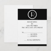 Elegant Art Deco Monogram R Wedding Reply Kaarten RSVP Kaartje (Voorkant / Achterkant)