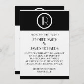 Elegant Art Deco Monogram R Wedding Uitnodiging (Voorkant / Achterkant)