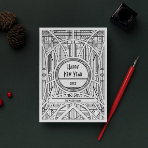 Elegant art deco Nieuwjaar Feestdagenkaart