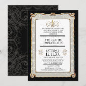 Elegant Art Deco Nouveau Gatsby Gold Lace Wedding Kaart (Voorkant / Achterkant)