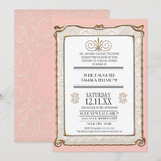 Elegant Art Deco Nouveau Gatsby Gold n Lace 1920 Kaart (Voorkant / Achterkant)