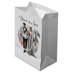 Elegant Art Deco paar aanpasbaar Medium Cadeauzakje