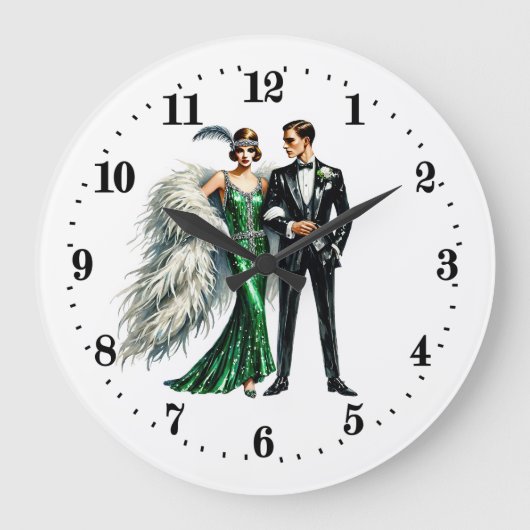 Elegant Art Deco paar Grote Klok (Voorkant)