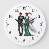 Elegant Art Deco paar Grote Klok (Voorkant)