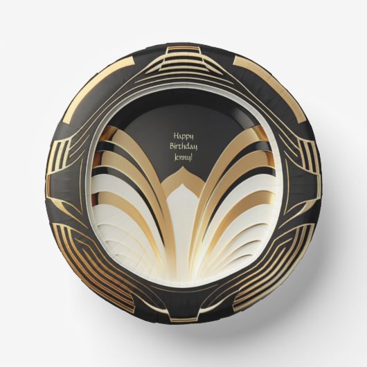 Elegant Art Deco Paper Bowls - Gepersonaliseerd Papieren Kommen (Voorkant)