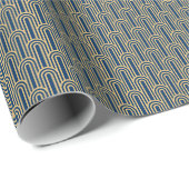 Elegant Art Deco patroon bogen Navy Goud Chic Cadeaupapier (Rol Hoek)