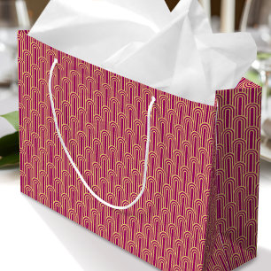 Elegant Art Deco Patroon Bogen Roze Goud Chic Groot Cadeauzakje
