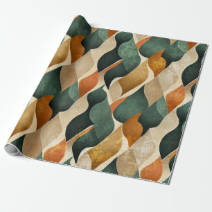 Elegant Art Deco patroon in diepgroen en goud Cadeaupapier