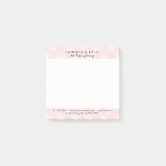 Elegant art-deco patroon in roze & wit post-it® notes (Voorkant)