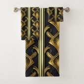 Elegant art deco patroon in zwart en goud bad handdoek (Insitu)