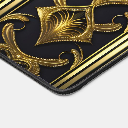 Elegant art deco patroon in zwart en goud bureaumat (Hoek)