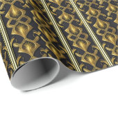 Elegant art deco patroon in zwart en goud cadeaupapier (Rol Hoek)