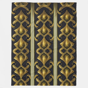 Elegant art deco patroon in zwart en goud fleece deken