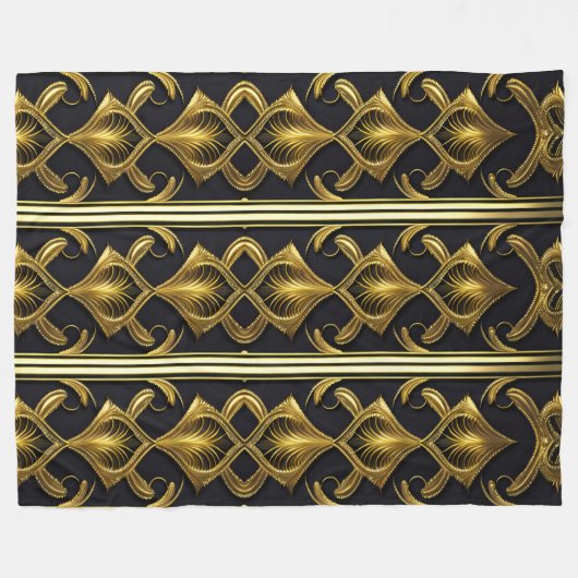 Elegant art deco patroon in zwart en goud fleece deken (Voorkant (Horizontaal))
