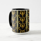 Elegant art deco patroon in zwart en goud mok (Voorkant links)