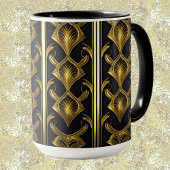 Elegant art deco patroon in zwart en goud mok