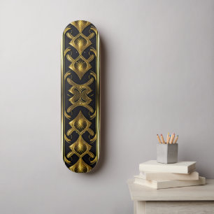 Elegant art deco patroon in zwart en goud persoonlijk skateboard