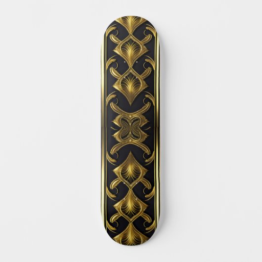 Elegant art deco patroon in zwart en goud persoonlijk skateboard (Voorkant)