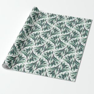 Elegant Art Deco patroon met groen blad Cadeaupapier