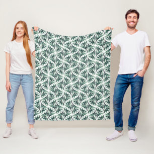 Elegant Art Deco patroon met groen blad Fleece Deken
