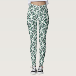 Elegant Art Deco-patroon met groen blad Leggings