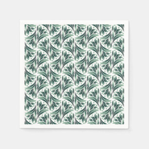 Elegant Art Deco patroon met groen blad Servet