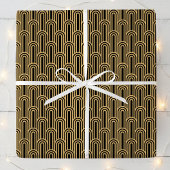 Elegant Art Deco Pattern Arches Black Gold Chic Cadeaupapier