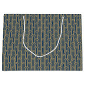 Elegant Art Deco Pattern Arches Navy Gold Chic Groot Cadeauzakje (Voorkant)