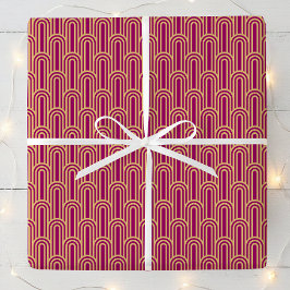 Elegant Art Deco Pattern Arches Pink Gold Chic Cadeaupapier