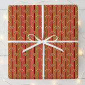 Elegant Art Deco Pattern Arches Red Gold Chic Cadeaupapier