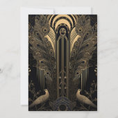 Elegant Art Deco Peacocks Wedding Kaart (Achterkant)