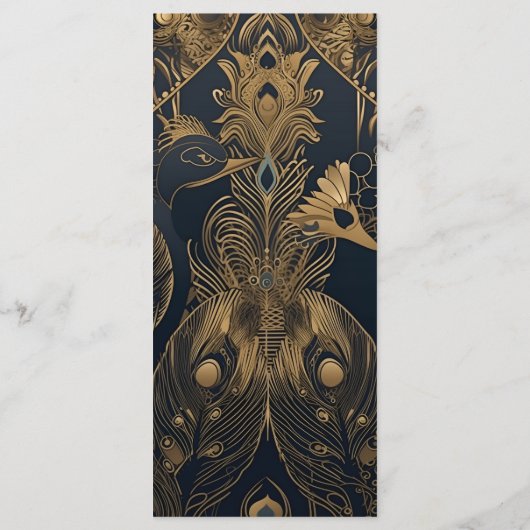 Elegant Art Deco Peacocks Wedding Menu (Achterkant)