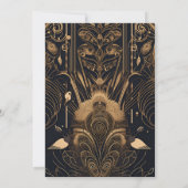 Elegant Art Deco Peacocks Wedding Save The Date (Achterkant)